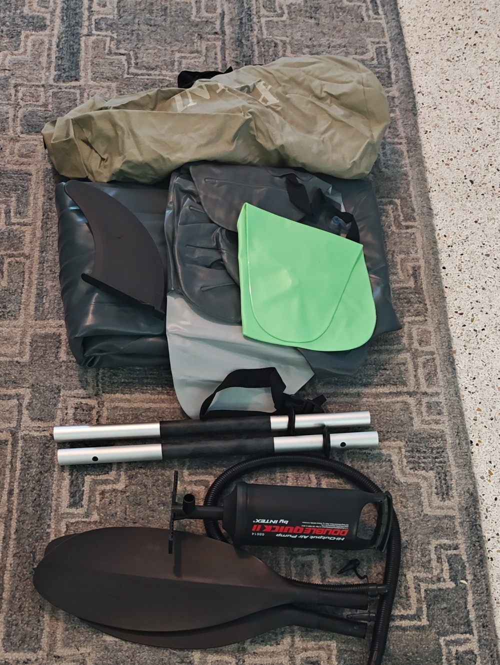 Inflatable Kayak Accessory Kit with Green Carry Pouch Nwot